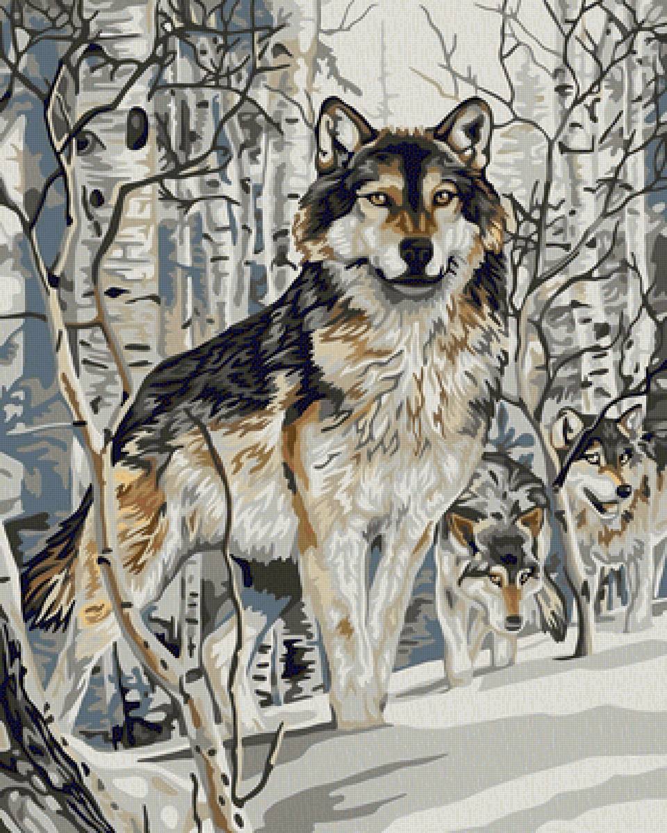 Волки. - живопись. - предпросмотр