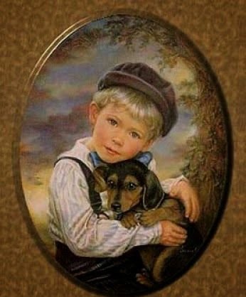 niño con perro - niños - оригинал