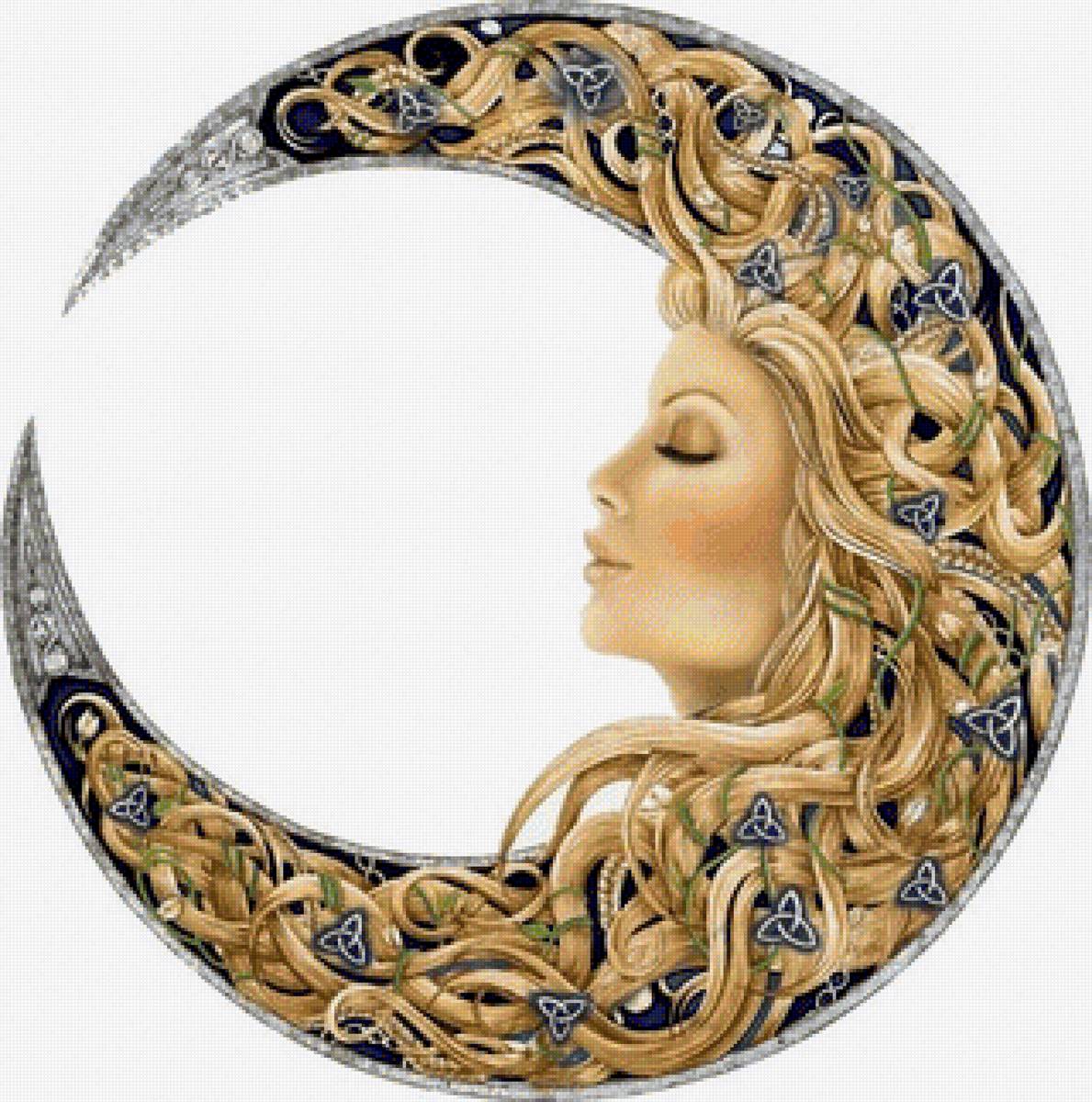 Луна - ночь, фентези, девушка - предпросмотр