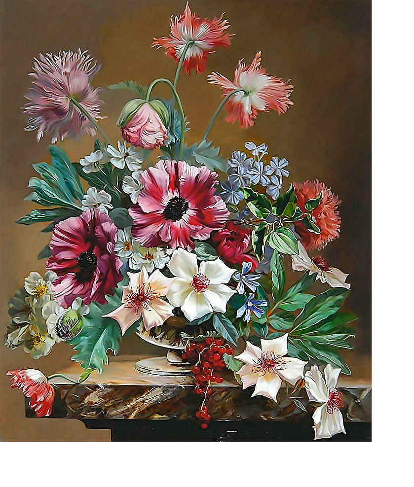 Натюрморт - цветы в вазе, цветы, маки - оригинал
