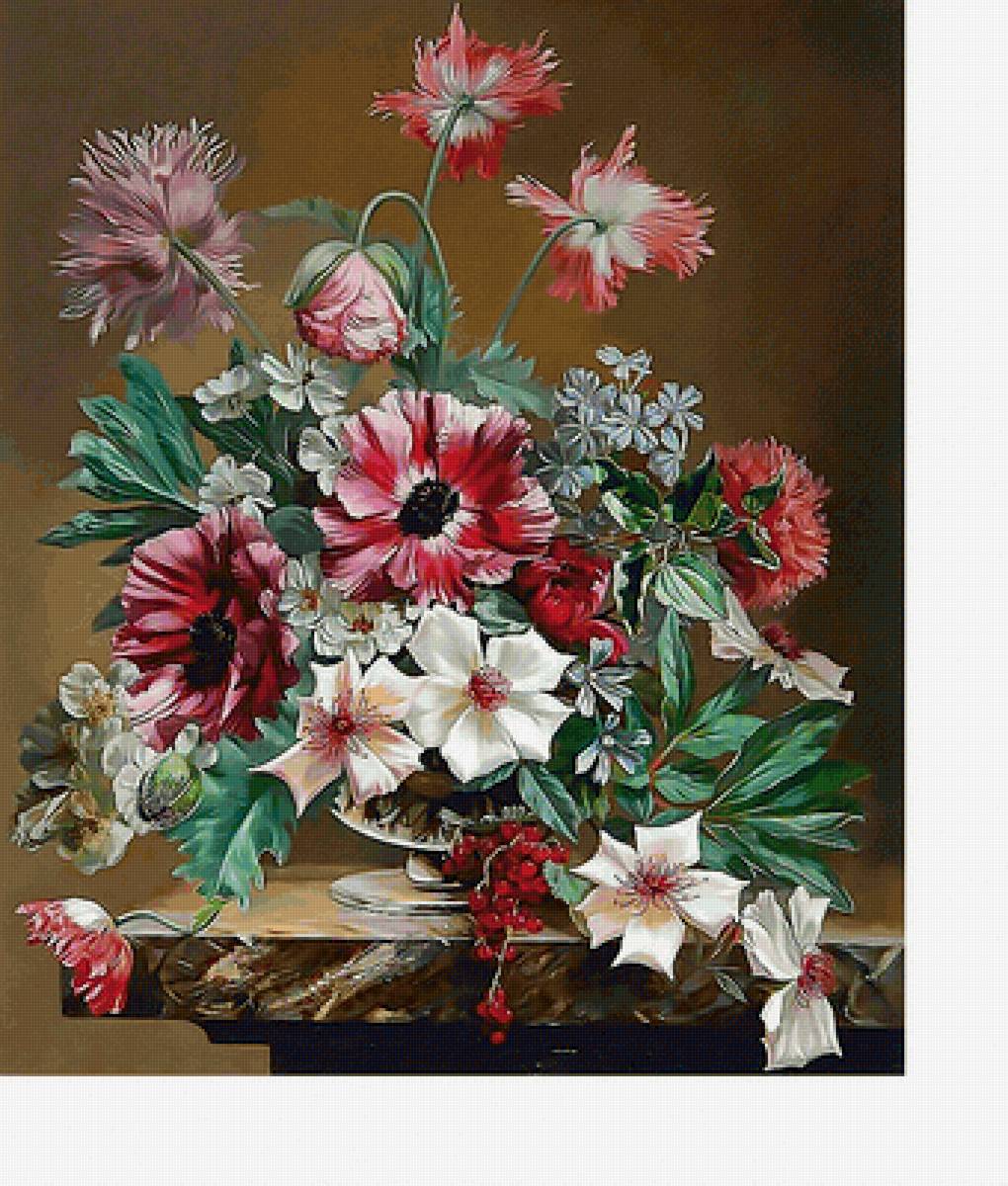 Натюрморт - цветы в вазе, маки, цветы - предпросмотр