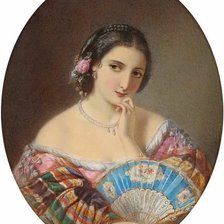 Портрет дамы с веером. Auguste Jules Bouvier Fan