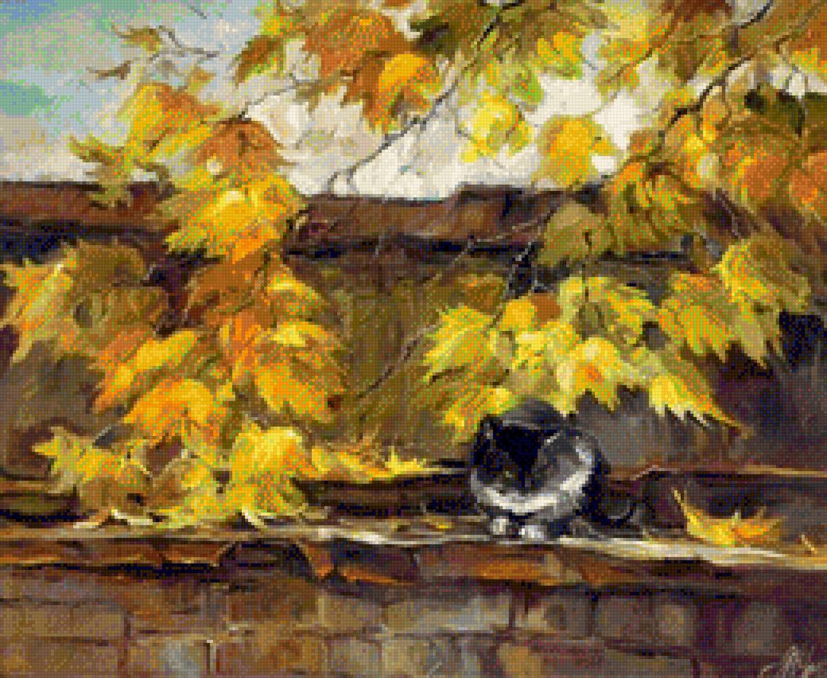 В любую погоду сижу где хочу - упрямая кошка, осенняя крыша - предпросмотр