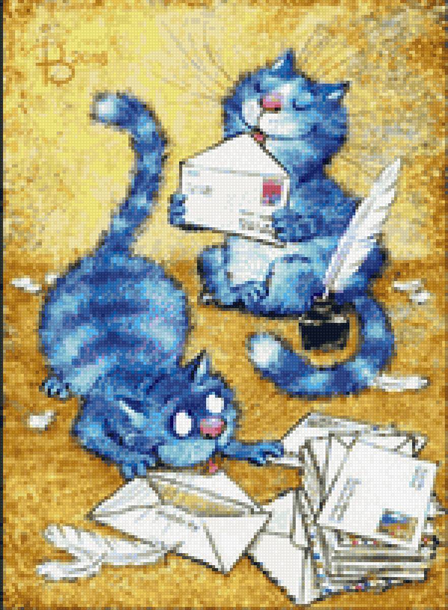 письма - письма, синие коты - предпросмотр
