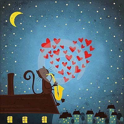 Ночные серенады - ночь, кот - оригинал