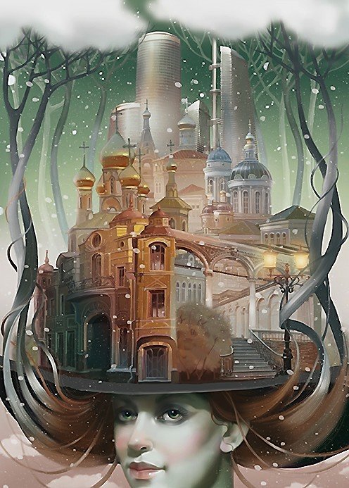 Сказка - шляпа, город, фентези, сказка, девушка - оригинал