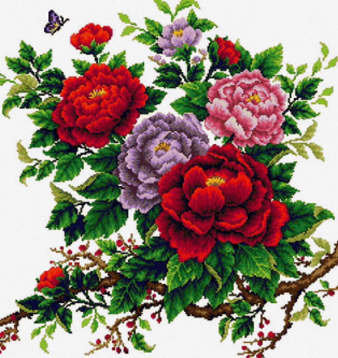 Цветы на ветке - букет, цветы - предпросмотр