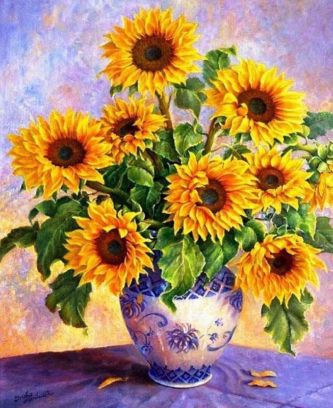 Солнечный натюрморт - подсолнухи, натюрморт - оригинал