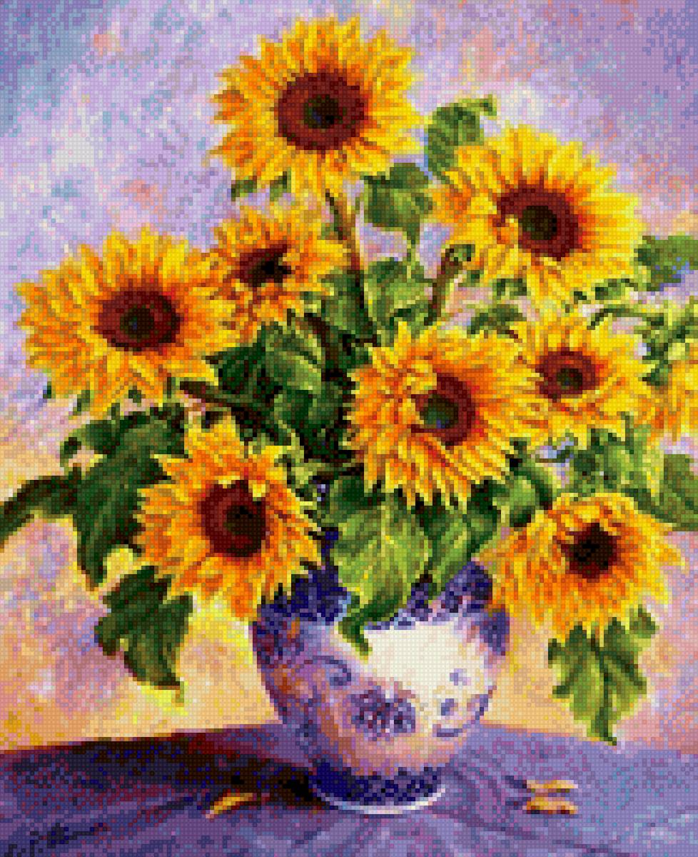 Солнечный натюрморт - подсолнухи, натюрморт - предпросмотр