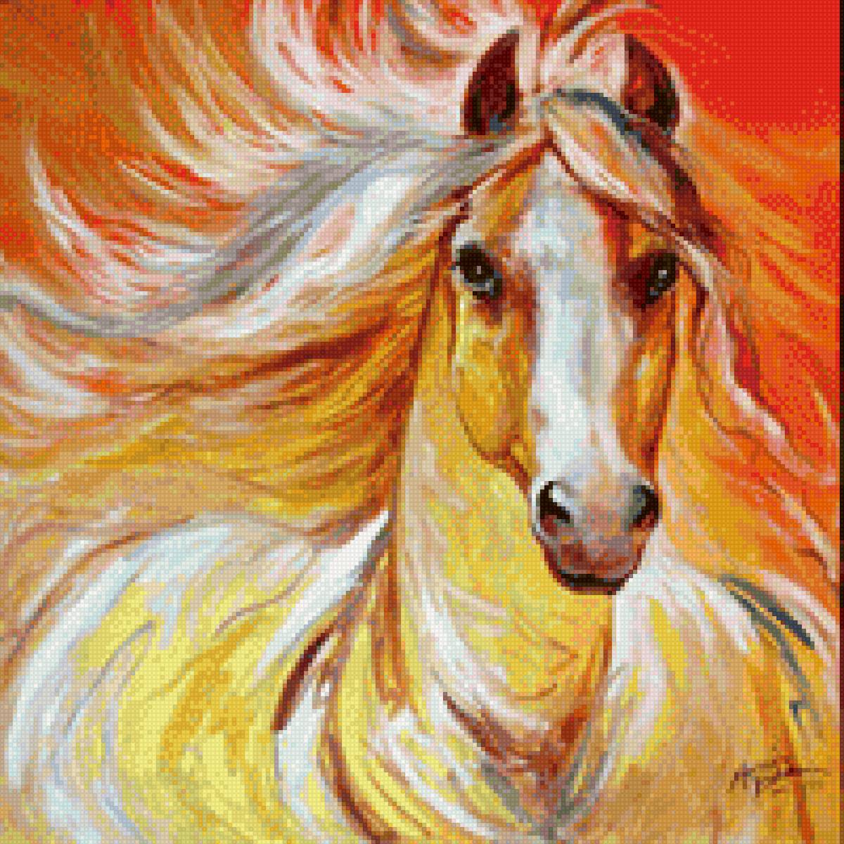 Огненная Лошадь - кони, лошадь, лошади, настроение, природа, живопись, огонь - предпросмотр
