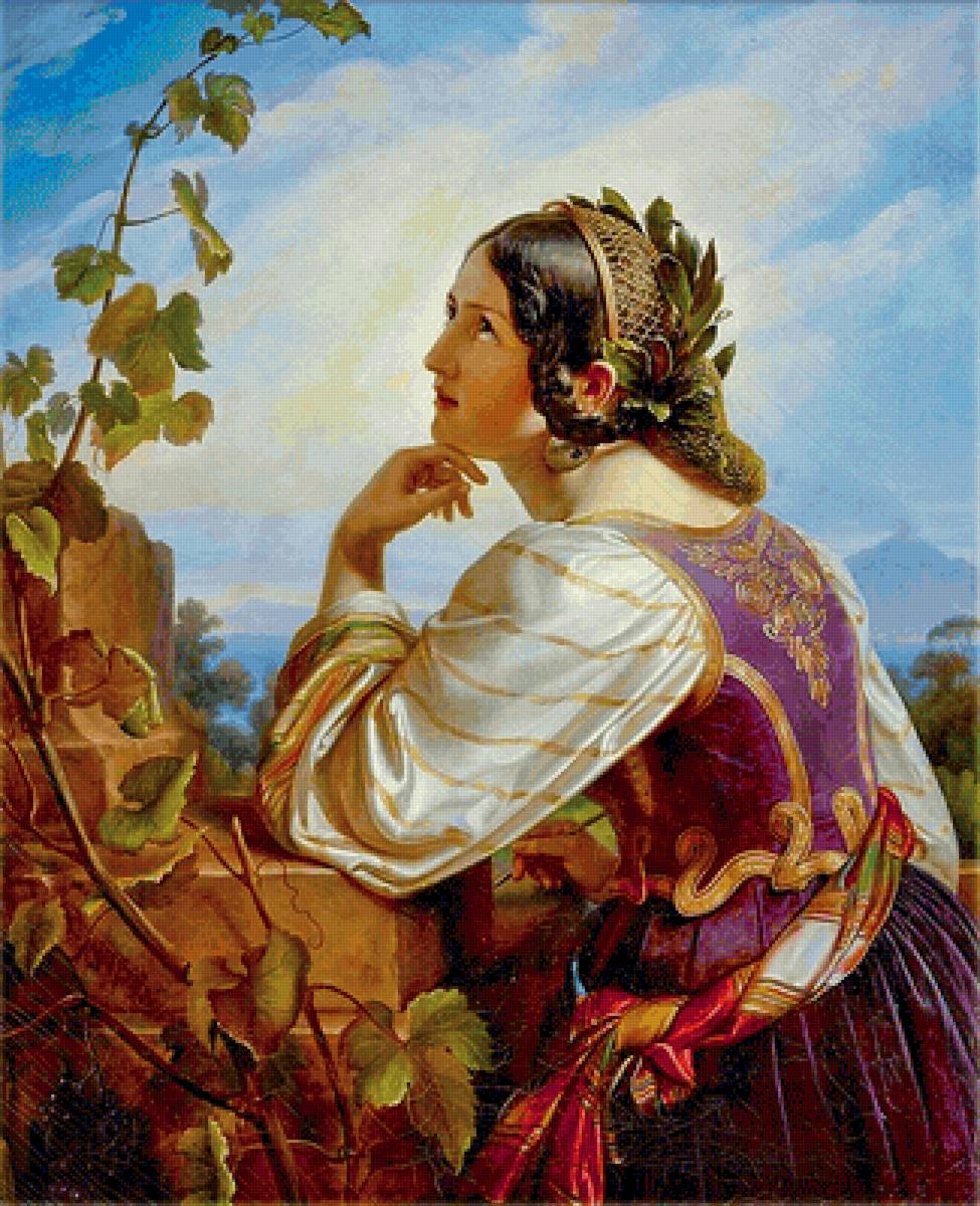 Итальянка. Карл Кристиан Фогель фон Фогельштейн - 19 век, портрет, живопись, девушка - предпросмотр