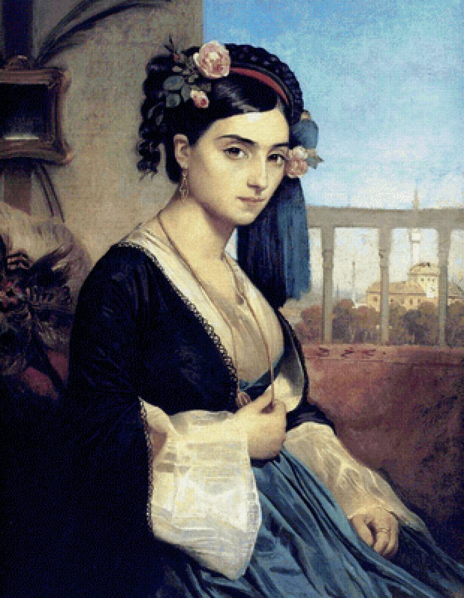 Турчанка из Измира. Charles Gleyre - живопись, девушка, портрет, 19 век - предпросмотр