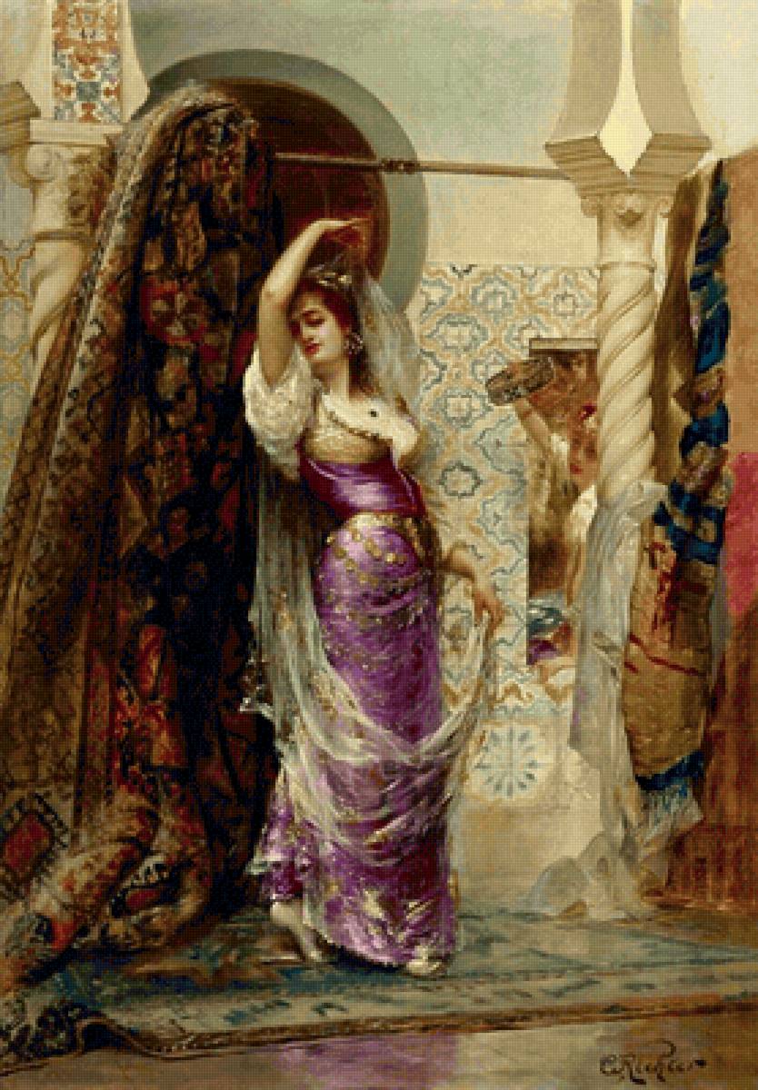 Эдуард Фредерик Вильгельм Рихтер. Танцовщица - живопись, 19 век, портрет, девушка - предпросмотр