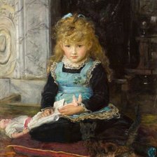 Схема вышивки «Девочка с котёнком. John Everett Millais»