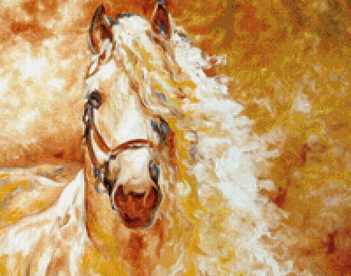 лошадь в лучах солнца - живопись, лошадь, лошади, природа, огонь, настроение, кони - предпросмотр