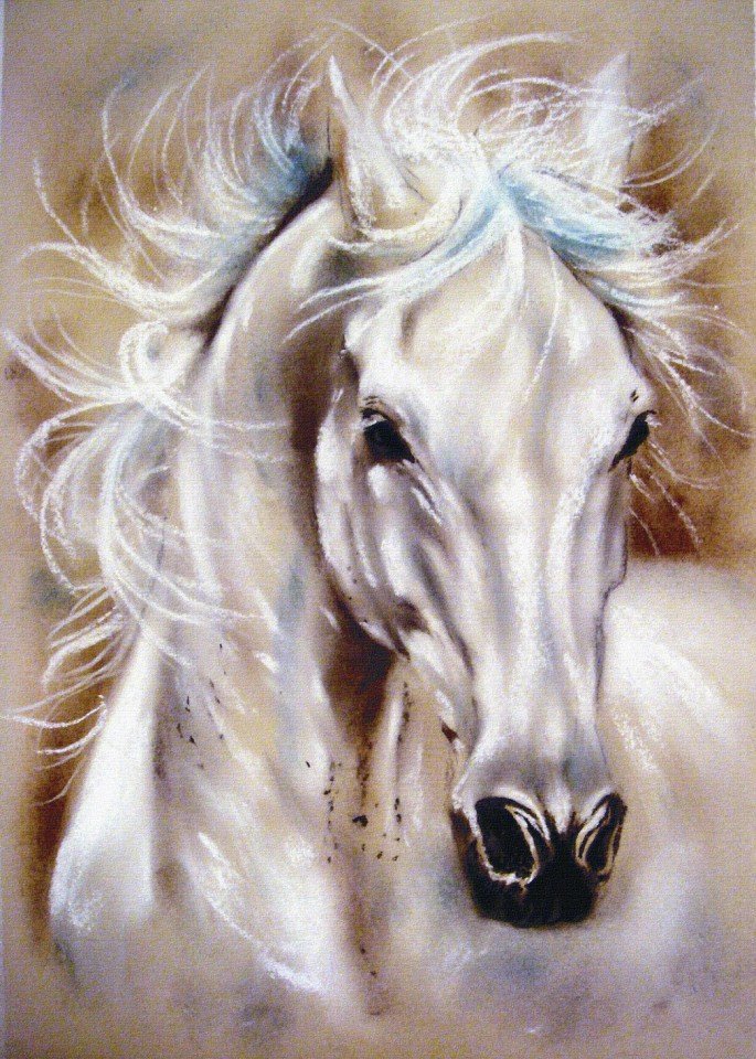 пегая лошадь - настроение, лошади, природа, кони, живопись., лошадь - оригинал