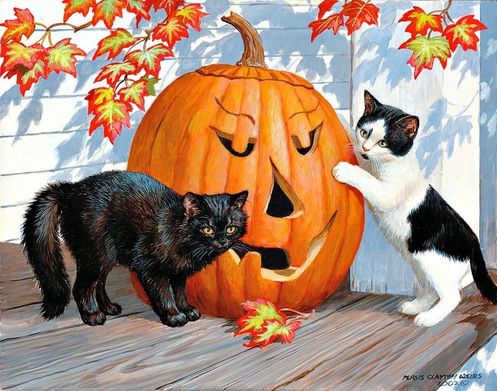 №2151605 - хеллоуин, котята, осень, тыква - оригинал