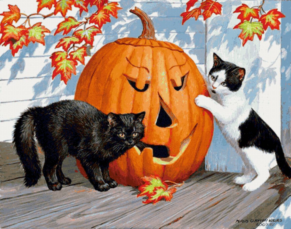 №2151605 - котята, осень, хеллоуин, тыква - предпросмотр