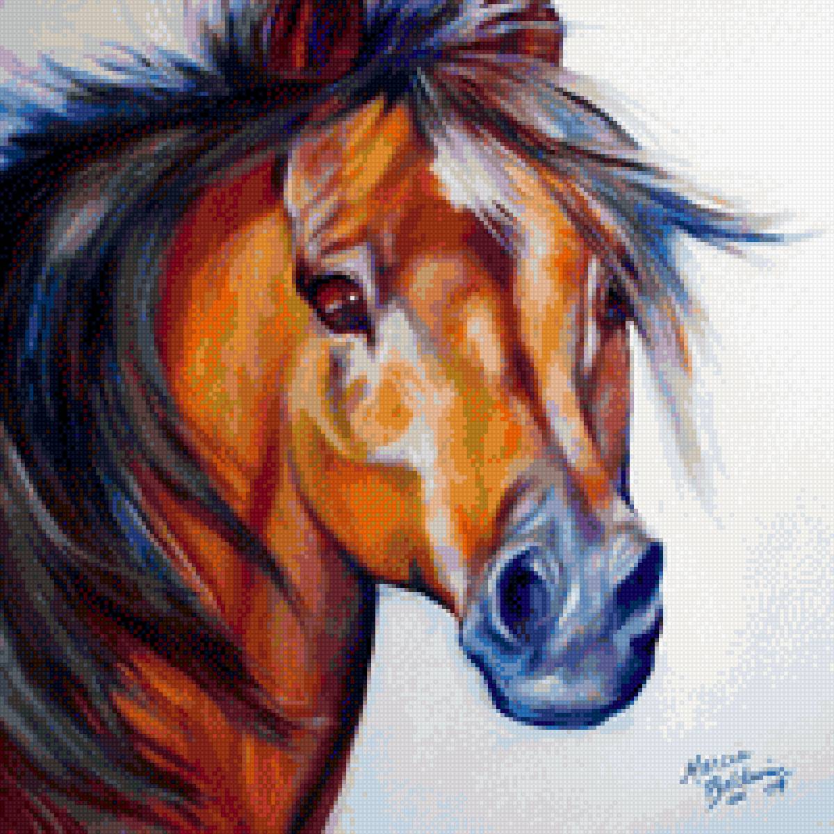 Дерзкая лошадь - лошадь, лошади, кони, живопись., природа, настроение - предпросмотр