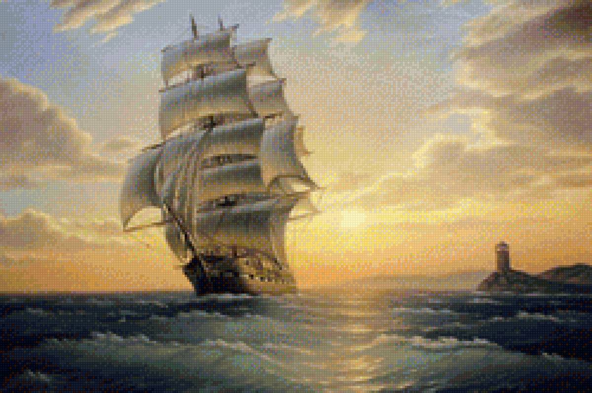 Одинокий корабль - парус, море, корабль - предпросмотр