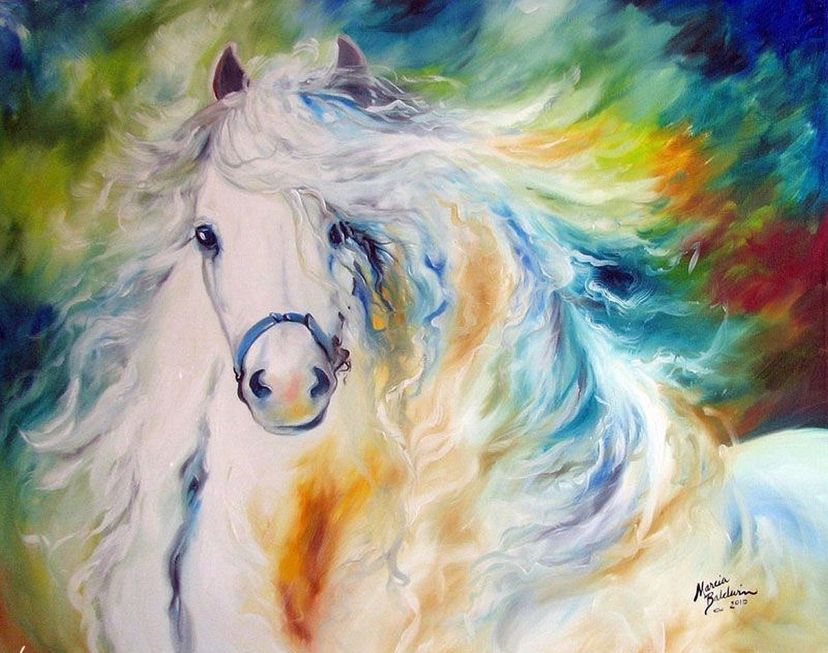 Дикая лошадь - лошадь, живопись., кони, природа, настроение, лошади - оригинал