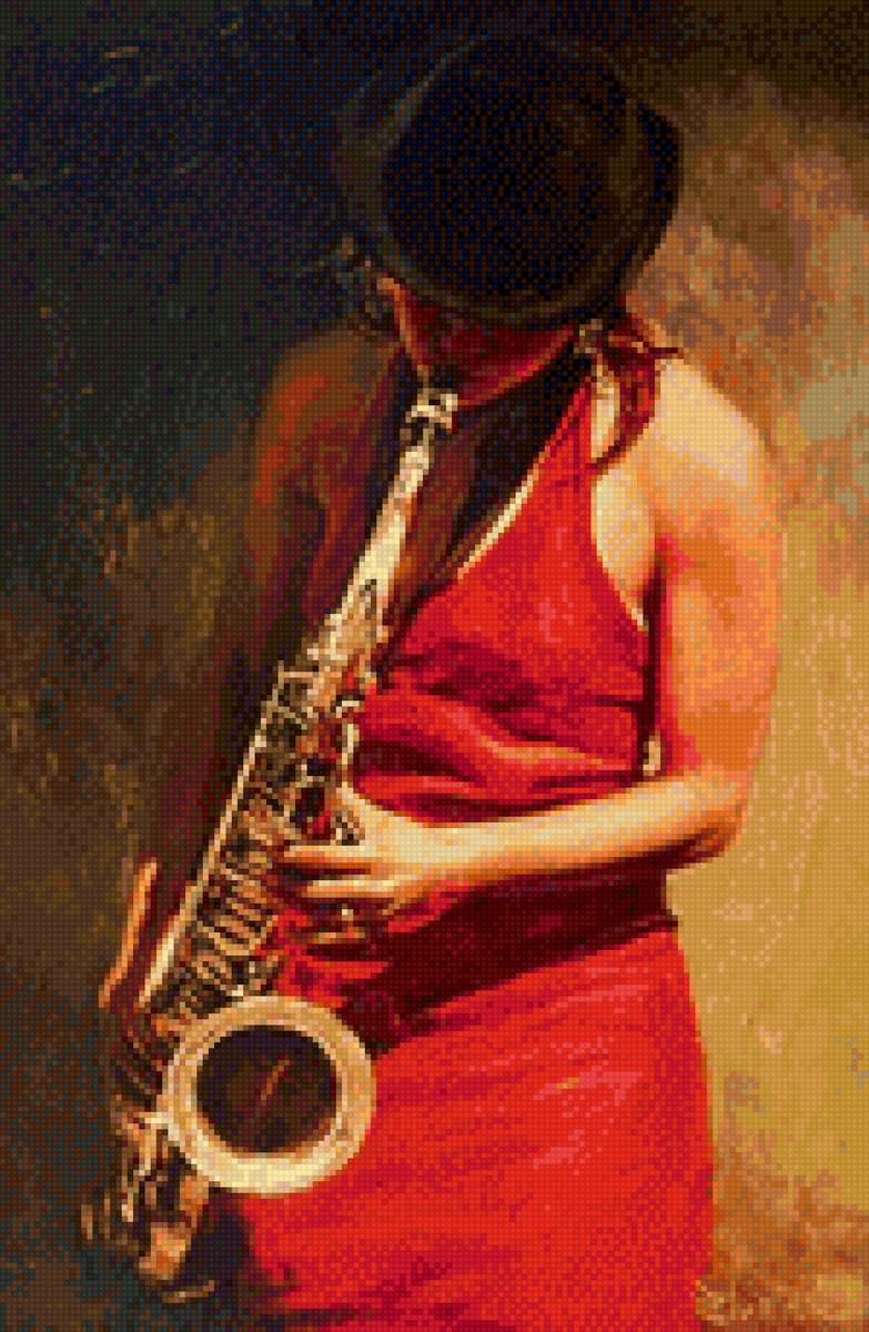 саксофонистка - саксофон, девушка - предпросмотр