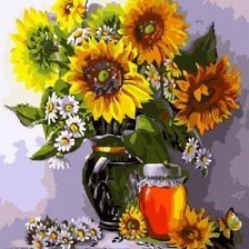 Схема вышивки «подсолнухи и мед»