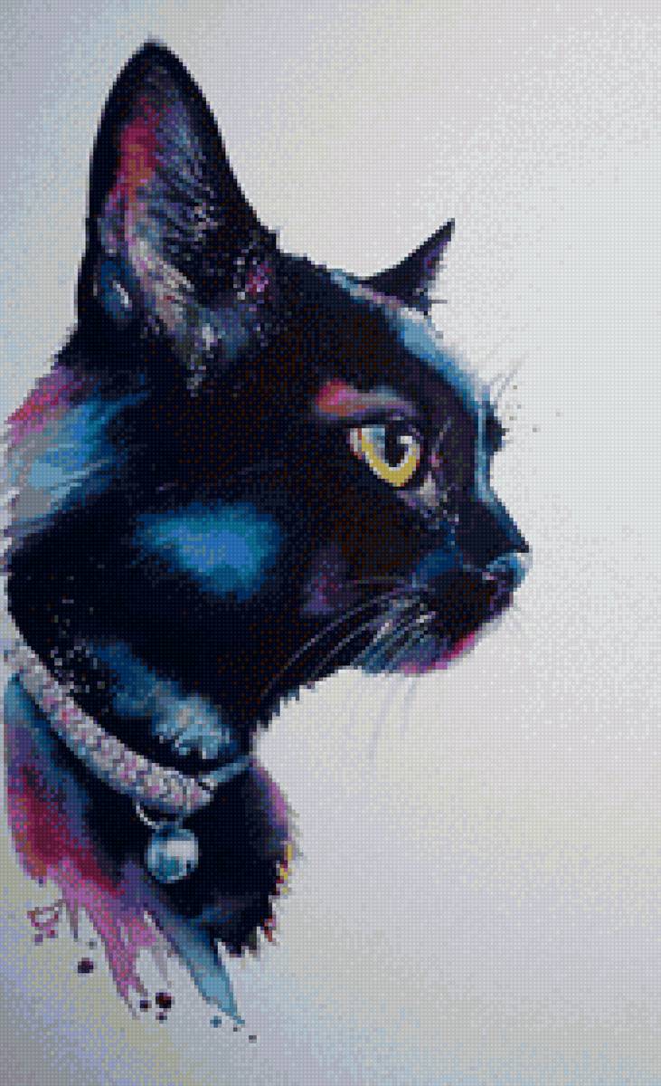 черный кот - мордочка, черный кот, глаза - предпросмотр