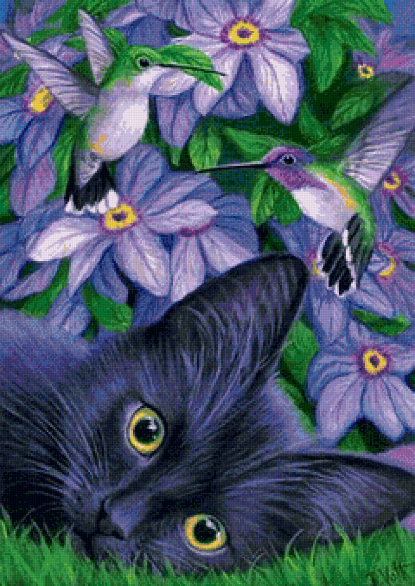 черный кот - черный кот, глаза, мордочка, лежит - предпросмотр