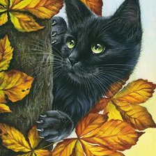 Оригинал схемы вышивки «черный кот» (№2152134)