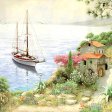 Схема вышивки «Деревушка у моря»