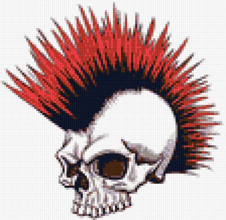 череп с ирокезом - панк, ирокез, череп - предпросмотр