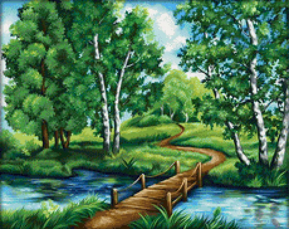 Тихий уголок - березки, природа, река - предпросмотр