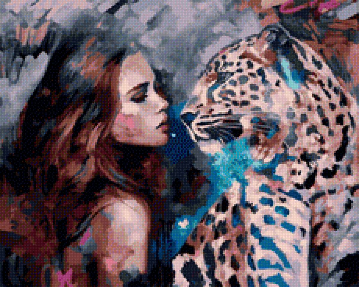 Сила и грация - леопард, девушка - предпросмотр