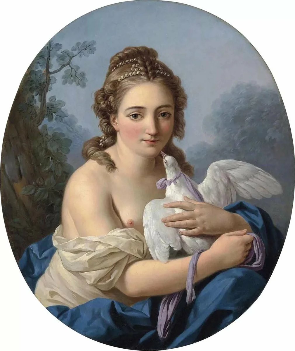 Девушка с голубем. Луи Жан Франсуа Лагрене - голубь, пастораль, живопись, 18 век, девушка - оригинал