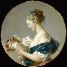 Оригинал схемы вышивки «Жан Оноре Фрагонар. Девушка с котёнком и щенком» (№2153015)