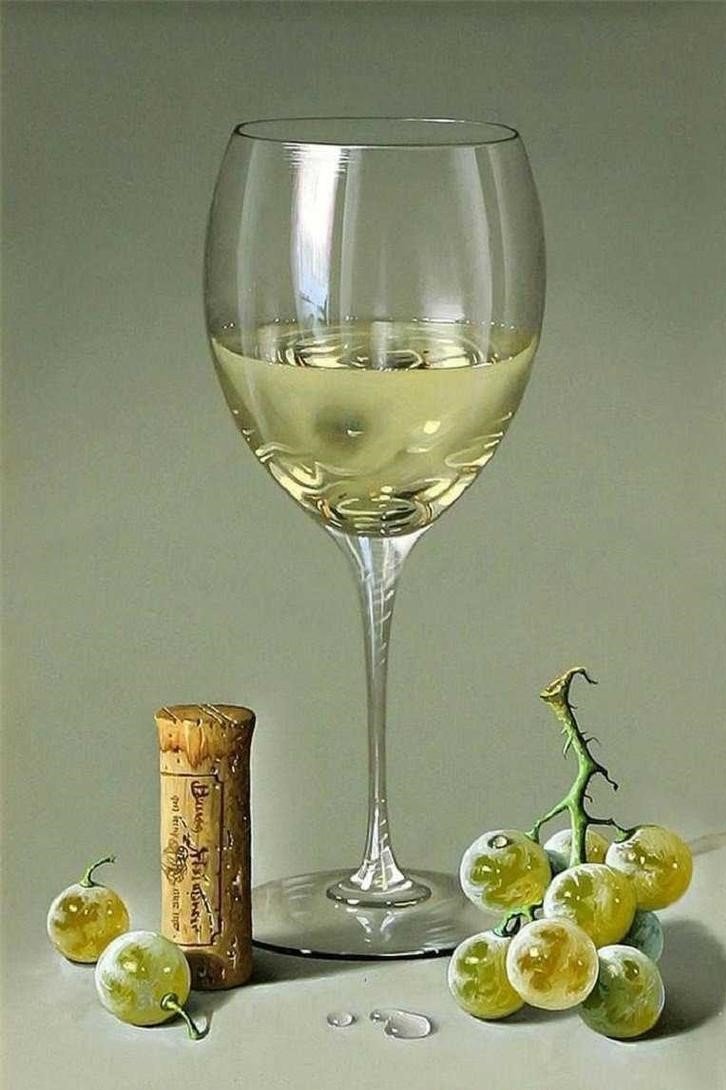 Бокал белого вина - бокал, пробка, виноград, натюрморт, мартини, шампанское, вино - оригинал