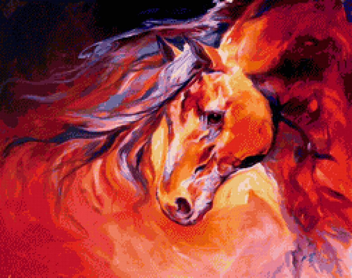 красная лошадь - кони, настроение, лошади, природа, лошадь, живопись. - предпросмотр