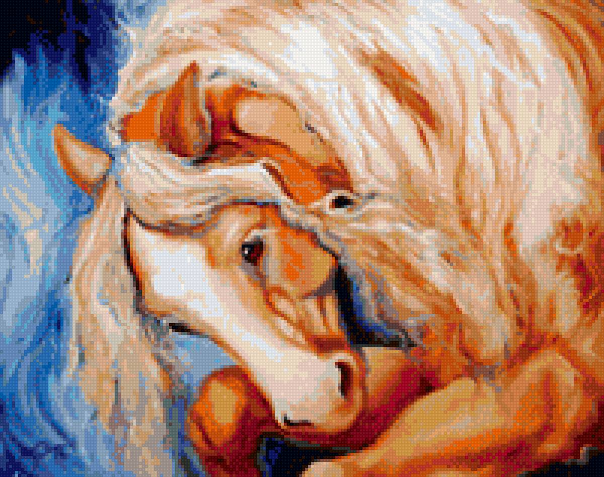 упрямый конь - лошадь, природа, настроение, лошади, кони, живопись. - предпросмотр