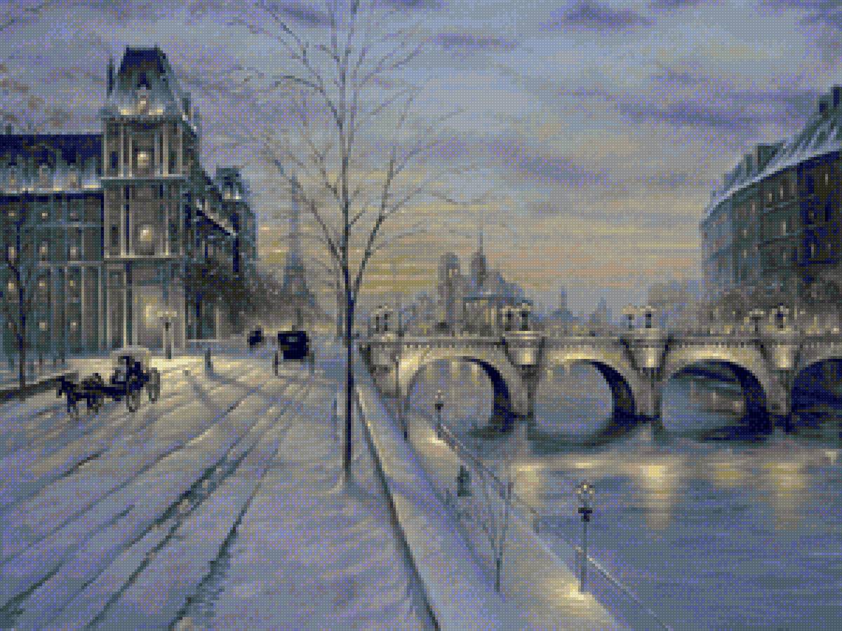 Paris Париж - париж, вежа, зима., міст - предпросмотр