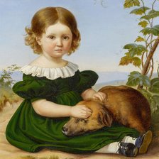 Схема вышивки «Wilhelm Ries. Девочка с собакой»