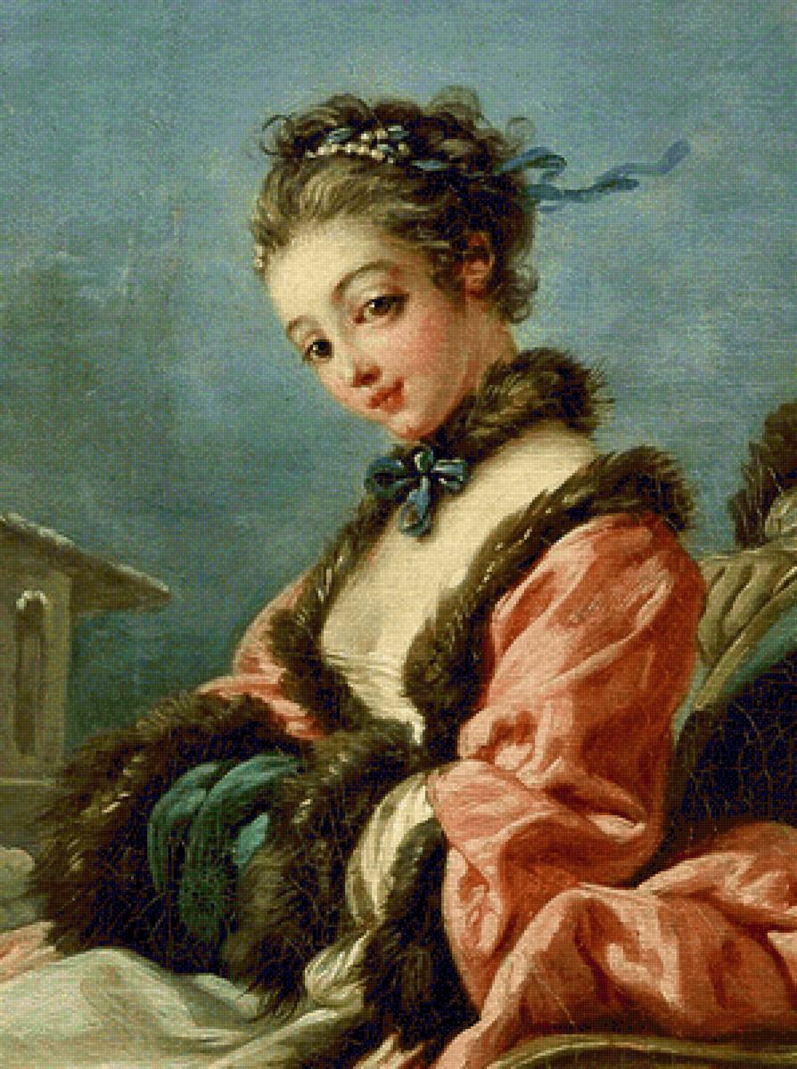 Франсуа Буше. Зима - живопись, девушка, 18 век, портрет - предпросмотр