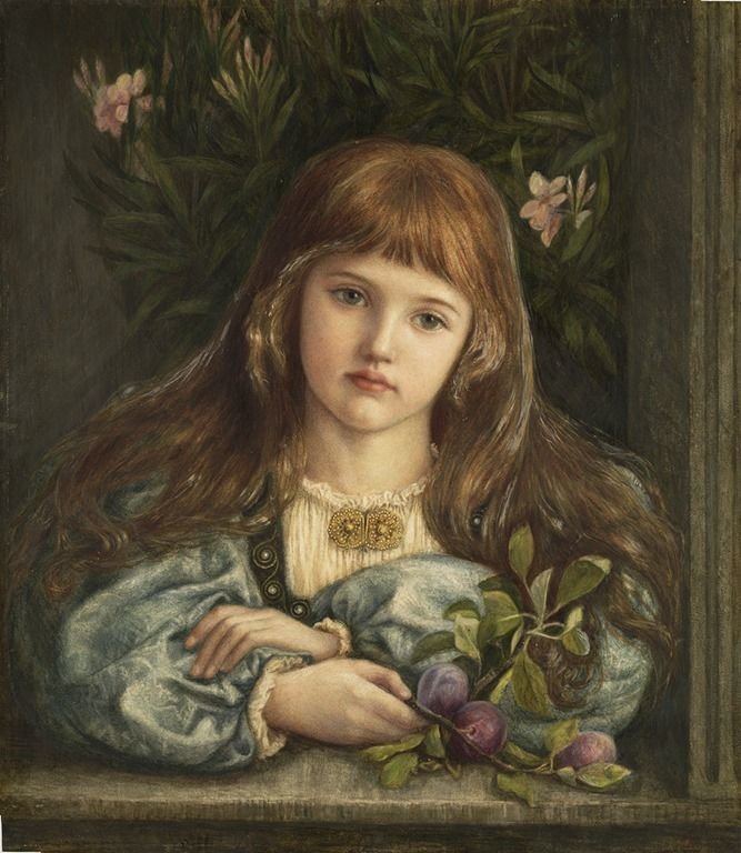 Marie Spartali Stillman. Девочка со сливами - портрет, 19 век, девочка, живопись - оригинал