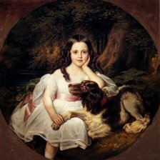 Оригинал схемы вышивки «Девочка с собакой. Friedrich August von Kaulbach» (№2155112)