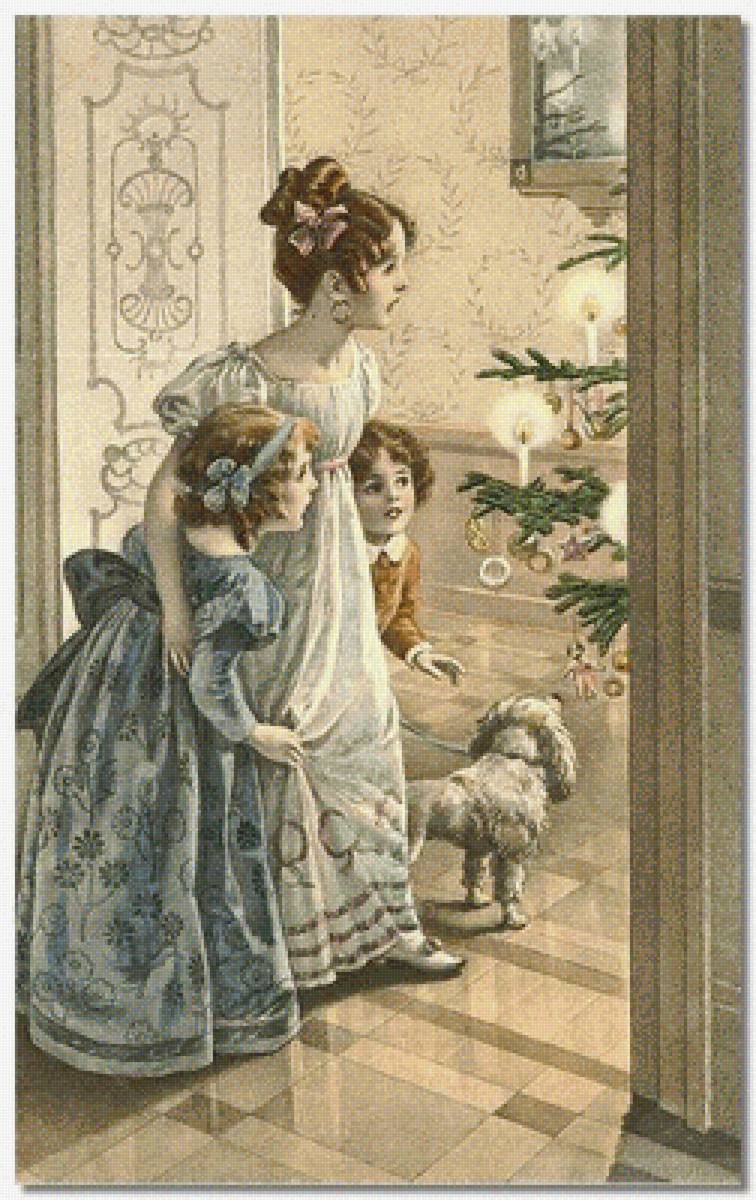 Рождество втроем - рождество, елка, собака, дети - предпросмотр