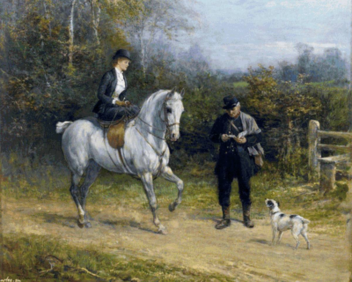 Почтальон - собака, дама, лошади - предпросмотр