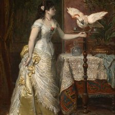 Оригинал схемы вышивки «Дама с попугаем. Herman Maurice Cossmann» (№2156181)