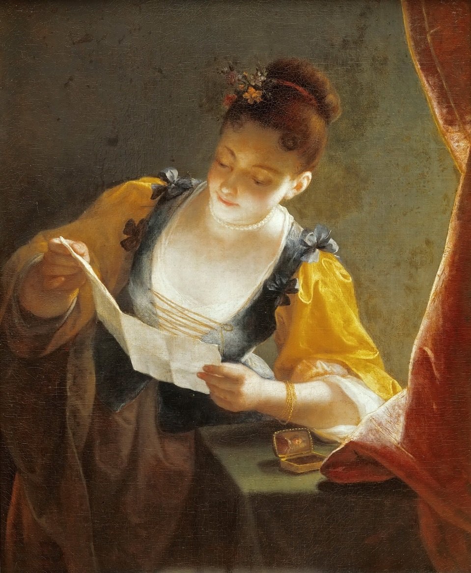 Jean Raoux. Письмо - девушка, портрет, живопись, 18 век - оригинал