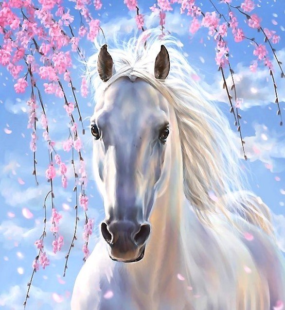 Белогривая лошадь - весна, животные, конь, лошадь - оригинал