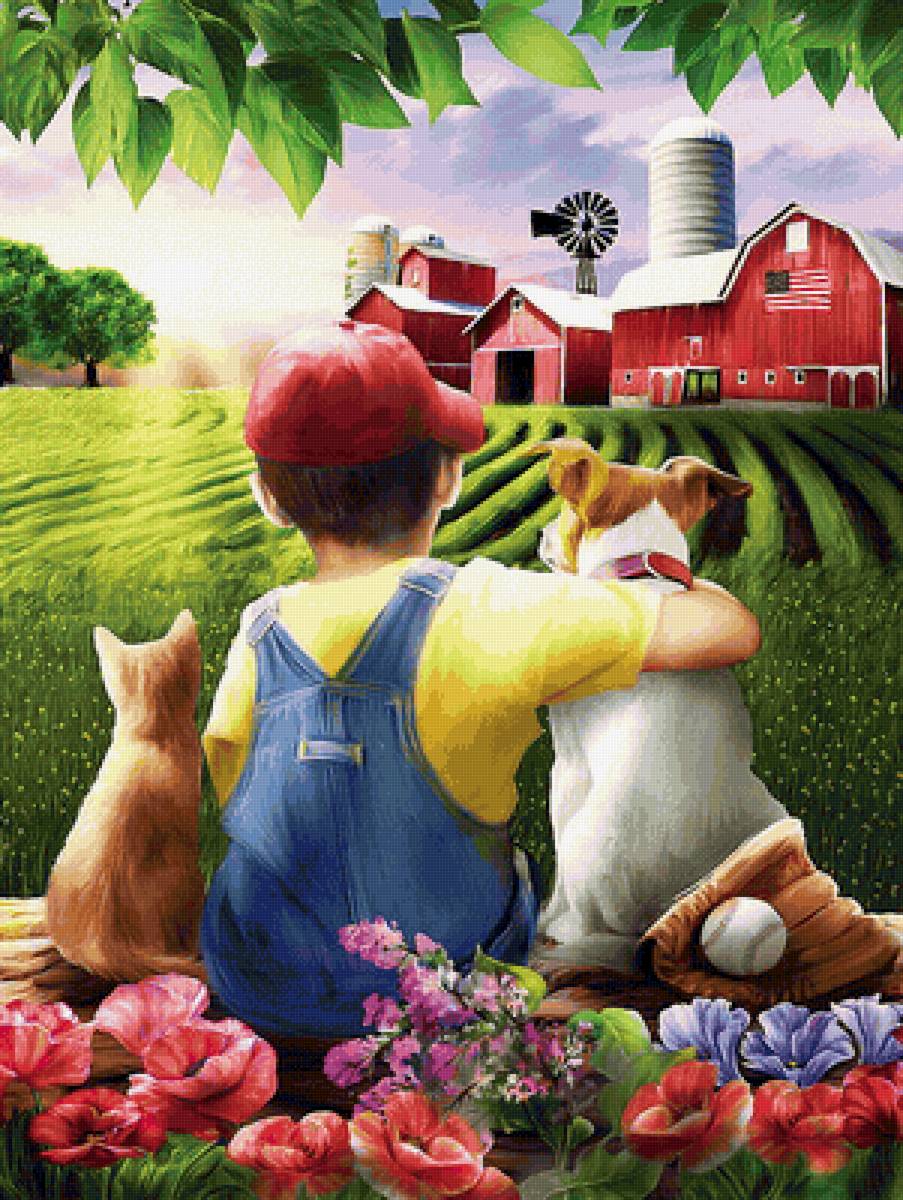 №2157399 - кот, друзья, пес, мальчик - предпросмотр